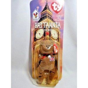 1999 McDonalds Britannia the Bear Ty Beanie Baby  United Kingdom Brown Plush